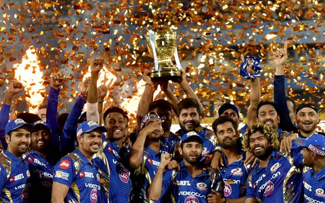 Mumbai Indians celebrate with IPL 2017 trophy trends