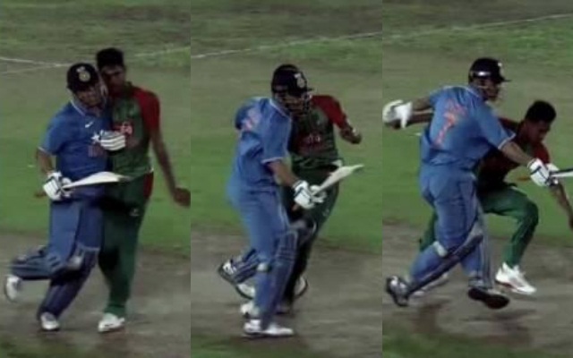 Dhoni's Collision with Mustafizur Rahman