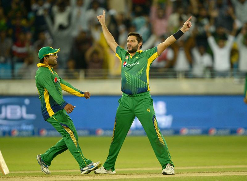 Shahid Afridi celebrates